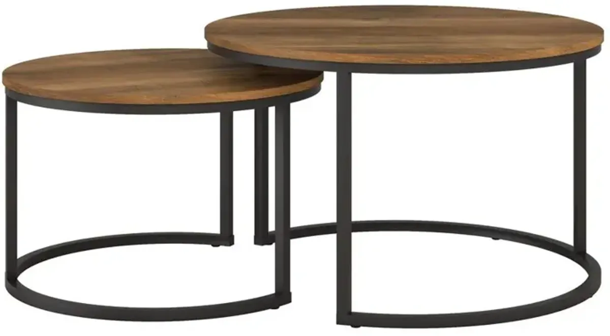 CorLiving Fort Worth Brown Wood Grain Finish Nesting Coffee Table