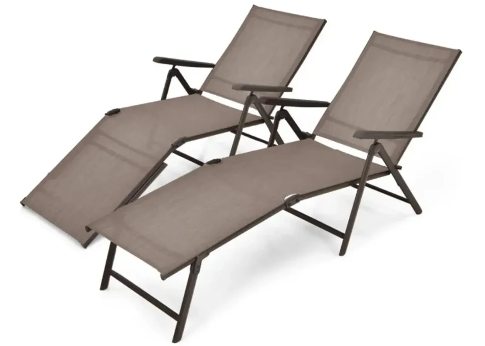 Hivvago 2 Pieces Foldable Chaise Lounge Chair with 2-Position Footrest