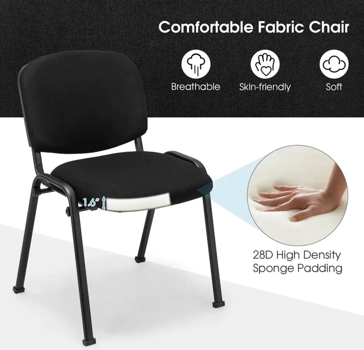 Office Chair with Metal Frame and Padded Cushions for Conference Room