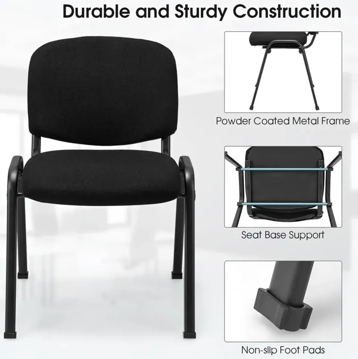 Office Chair with Metal Frame and Padded Cushions for Conference Room