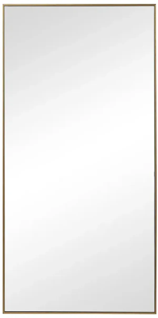 Rectangular Shape Thin Polystyrene Frame Mirror, Gold-Benzara