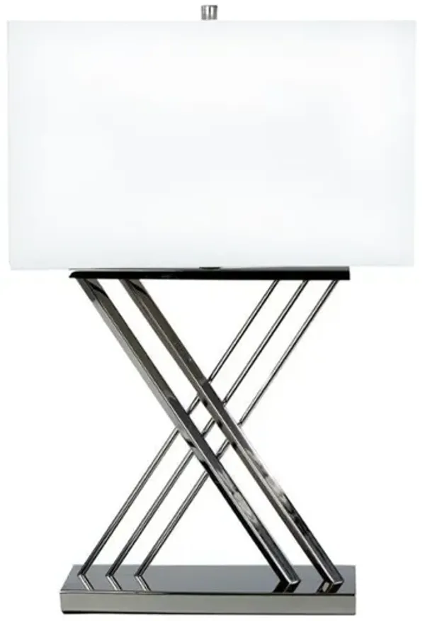 X Table Lamp Chrome Metal LED Light