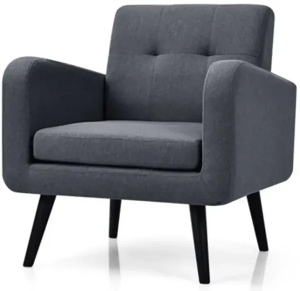 Mid-Century Modern Linen Upholstered Accent Chair with Wooden Legs – Stylish, Comfortable Seating for Living Rooms