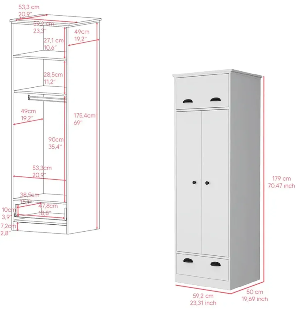 Armoire Dumas, Bedroom, White