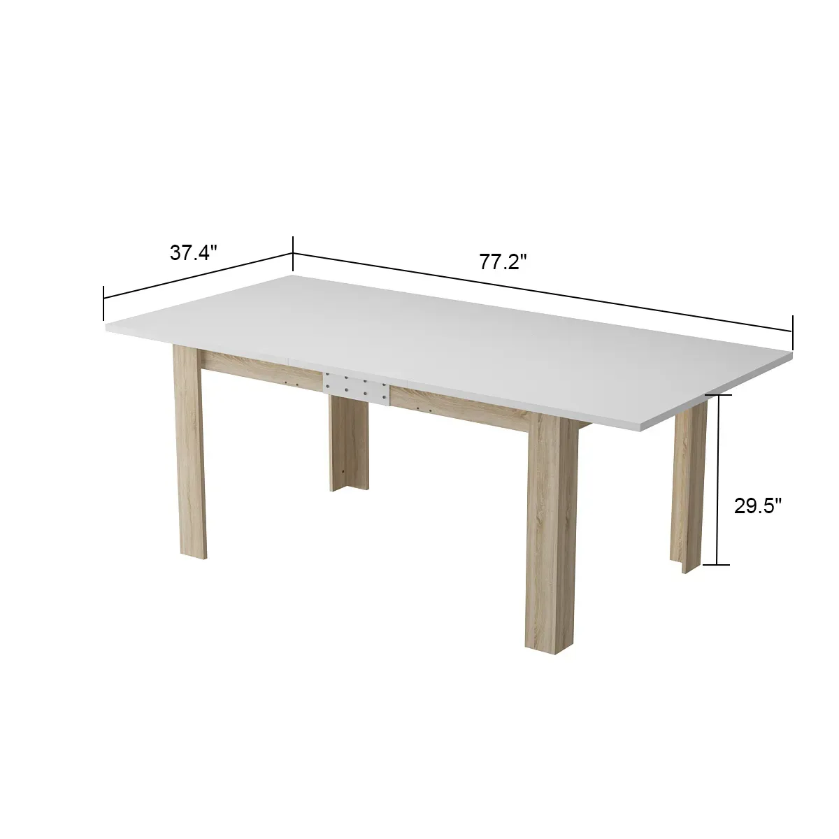 Extendable Dining Table for 6-10 People, Modern Wood Rectangular Expandable Kitchen Table Dinner Table for Dining Room, White and Walnut