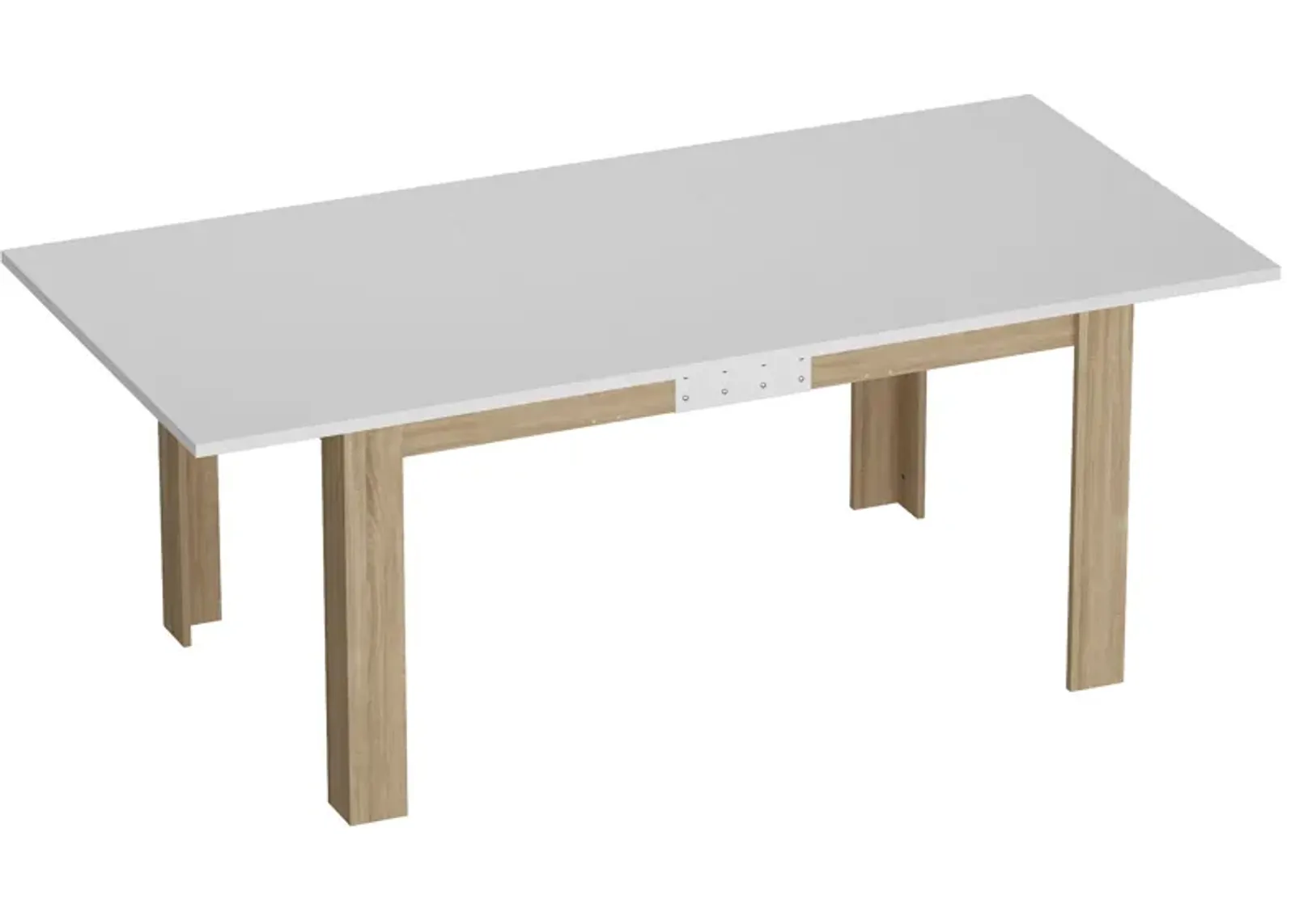 Extendable Dining Table for 6-10 People, Modern Wood Rectangular Expandable Kitchen Table Dinner Table for Dining Room, White and Walnut