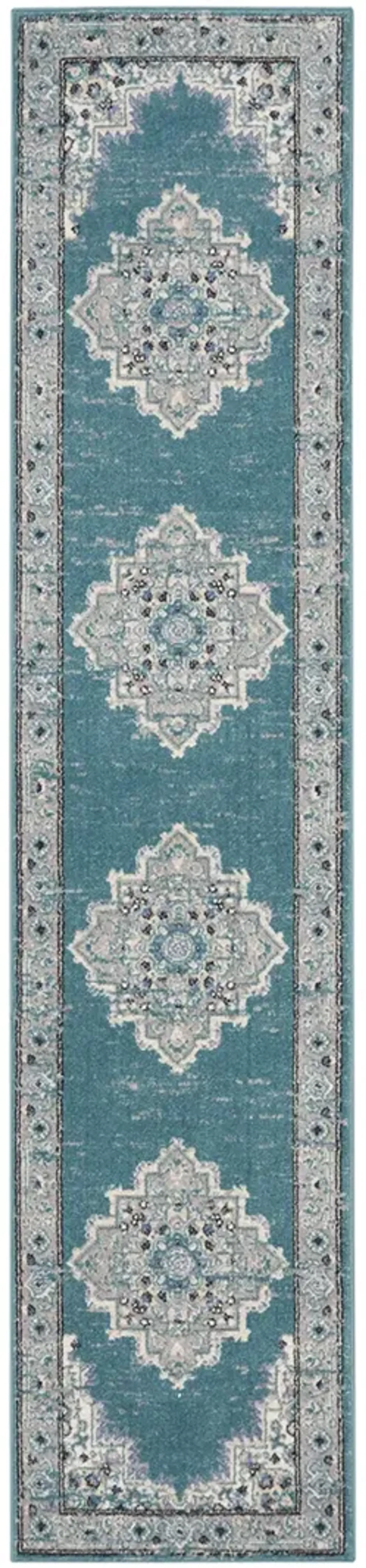 Passion PSN03 Turquoise/Gray 2'2" x 10' Rug