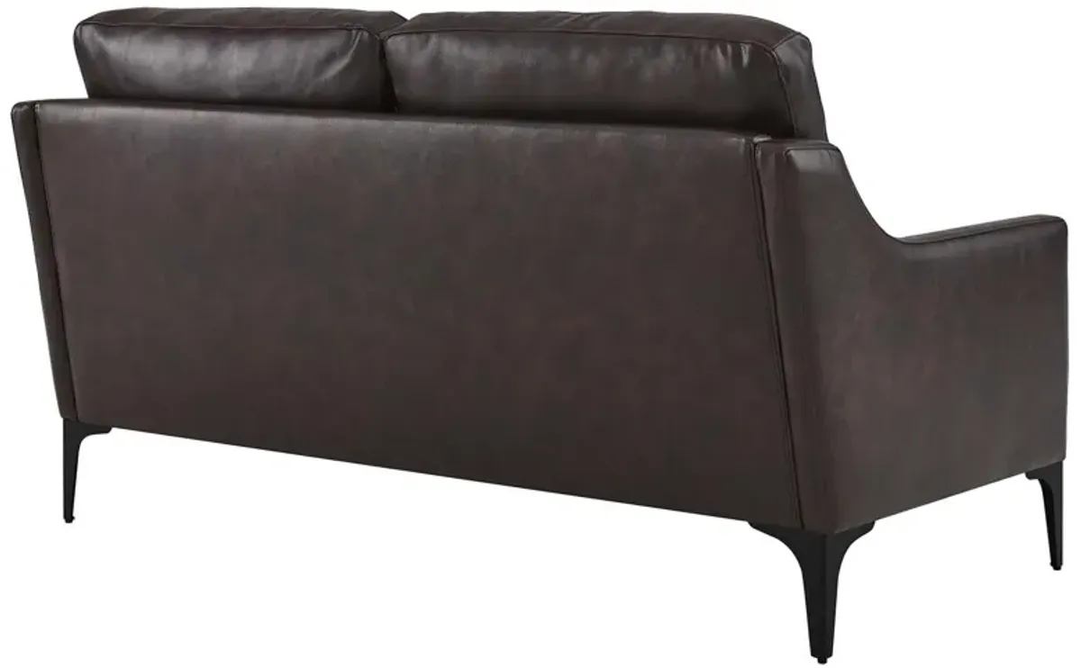 Corland Leather Loveseat Brown