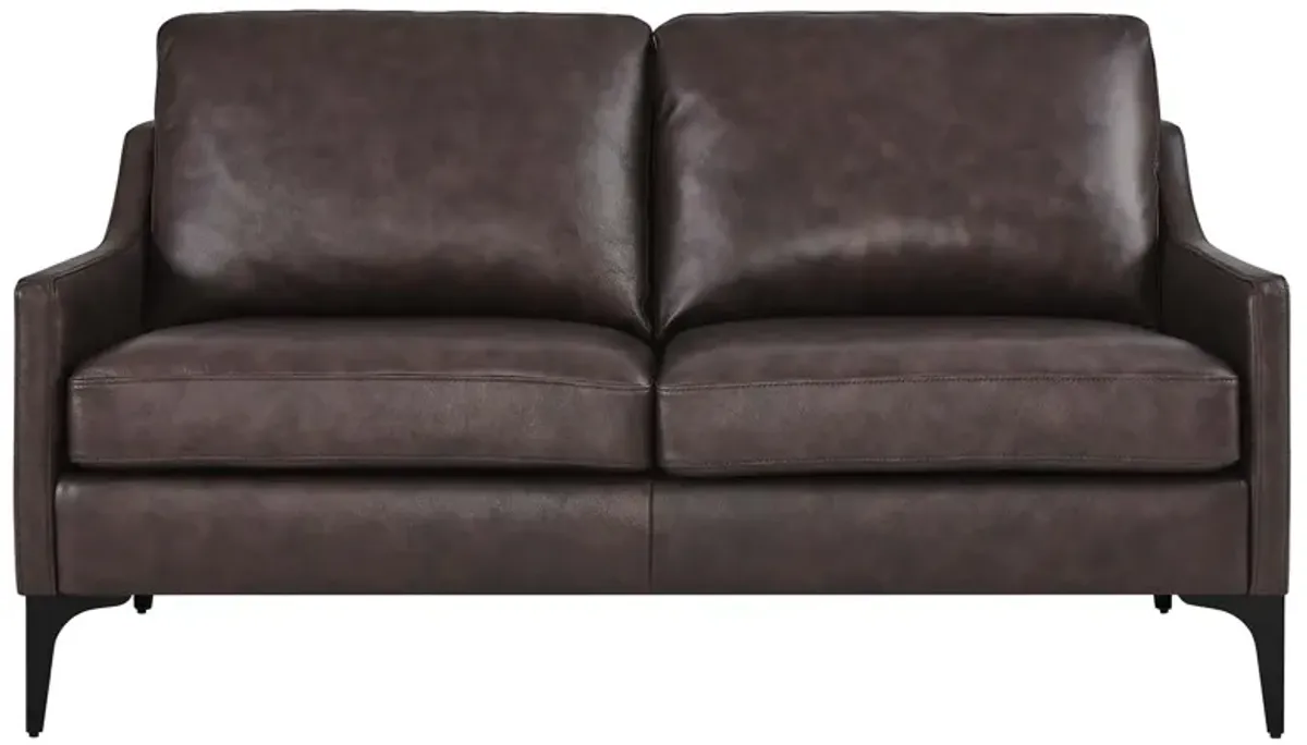 Corland Leather Loveseat Brown