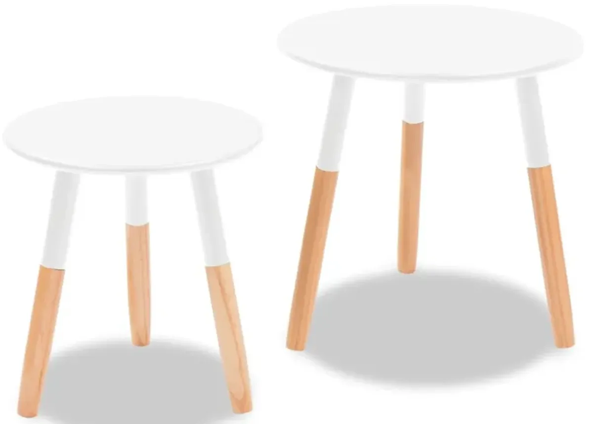 vidaXL Side Table Set 2 Pieces Solid Pinewood White