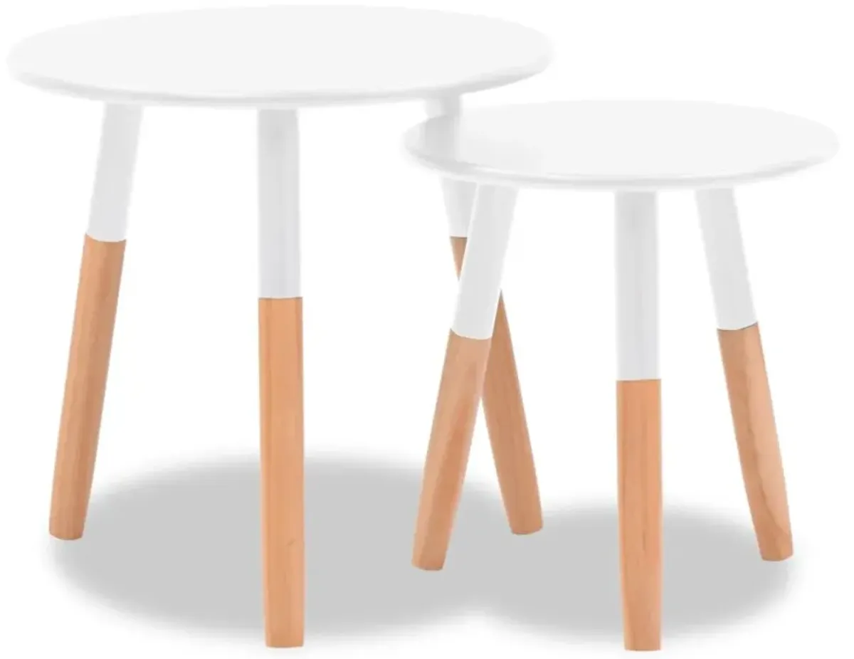 vidaXL Side Table Set 2 Pieces Solid Pinewood White