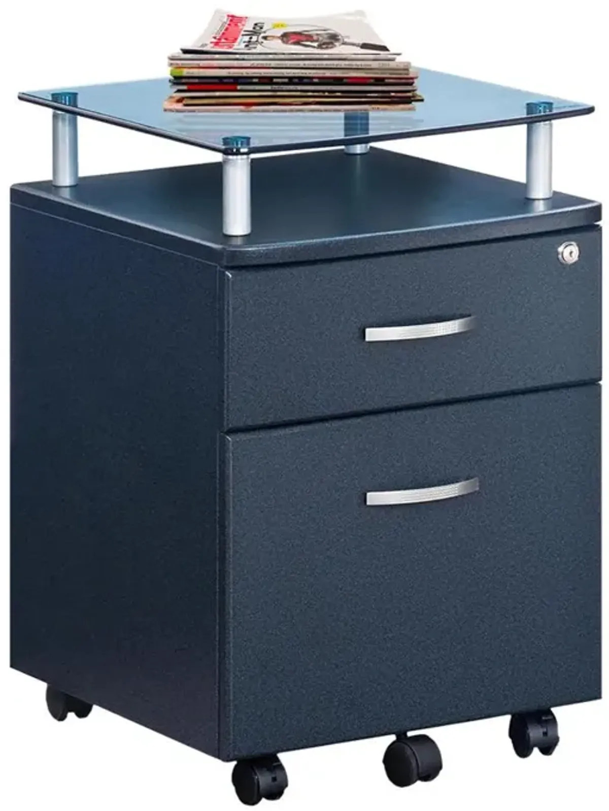 Techni Mobili Rolling File Cabinet With Glass Top. Color: Graphite