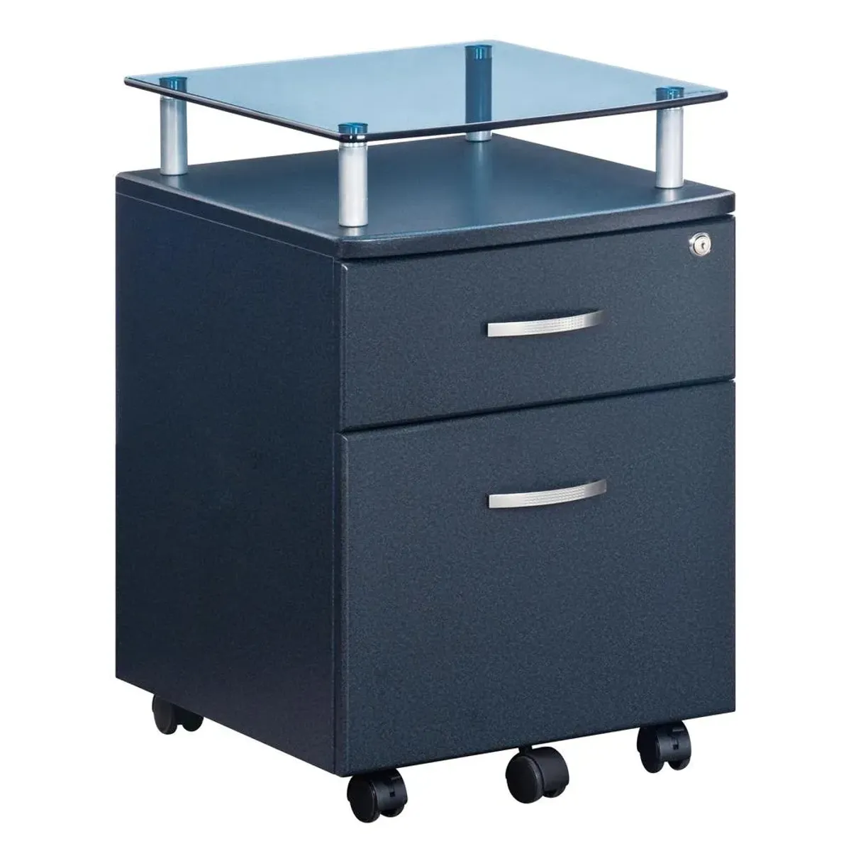 Techni Mobili Rolling File Cabinet With Glass Top. Color: Graphite