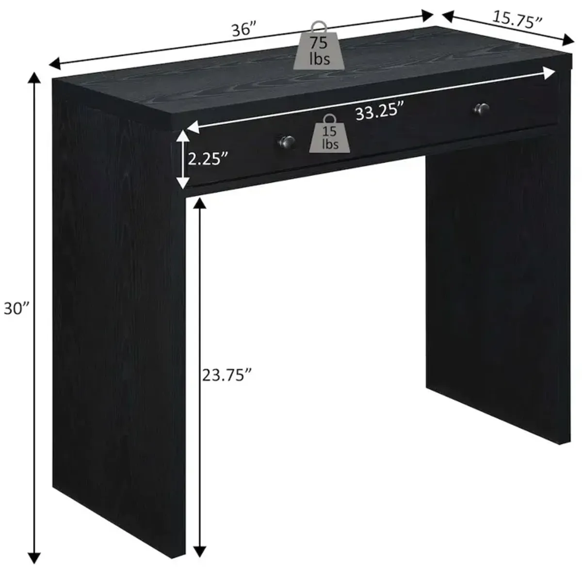 Convenience Concepts Northfield Desk/Hall Entryway Table with Drawer