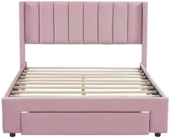 Merax Velvet Platform Bed with Drawer