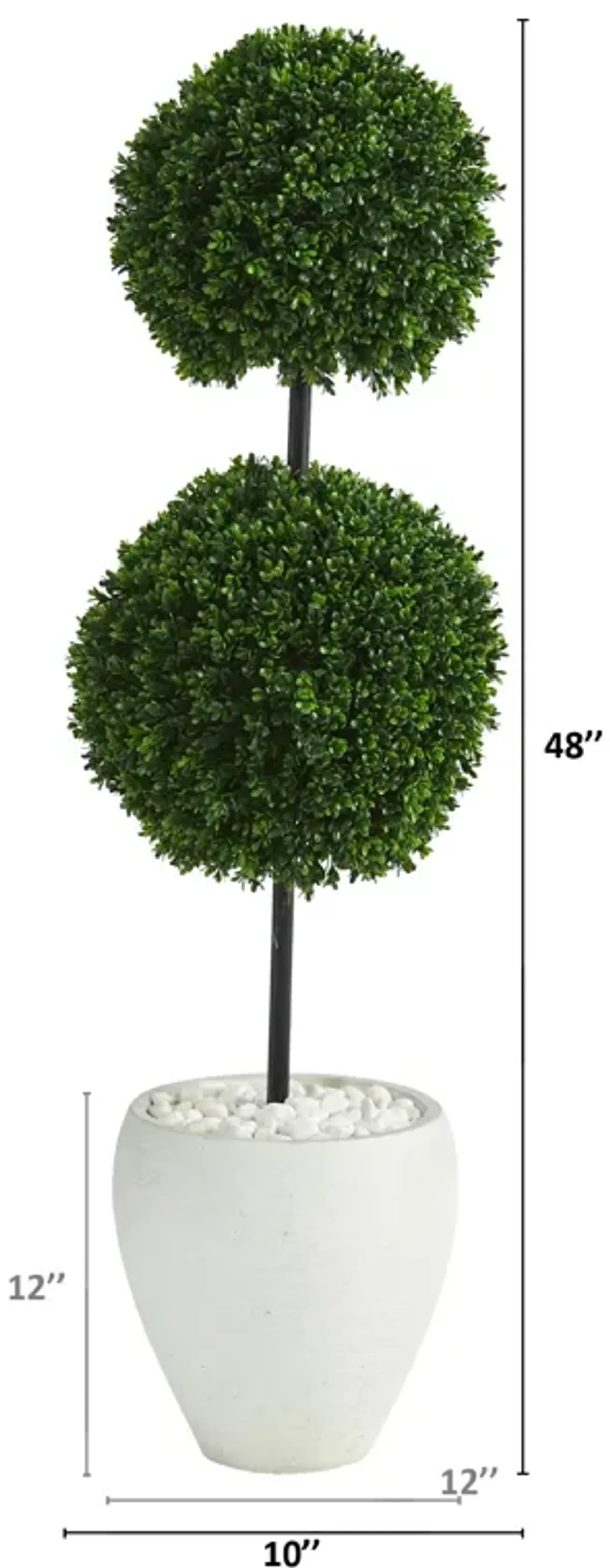 HomPlanti 4 Feet Boxwood Double Ball Artificial Topiary Tree in White Planter UV Resistant (Indoor/Outdoor)