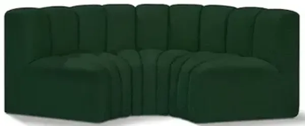 Meridian Furniture Arc Green Boucle Fabric Modular Sofa