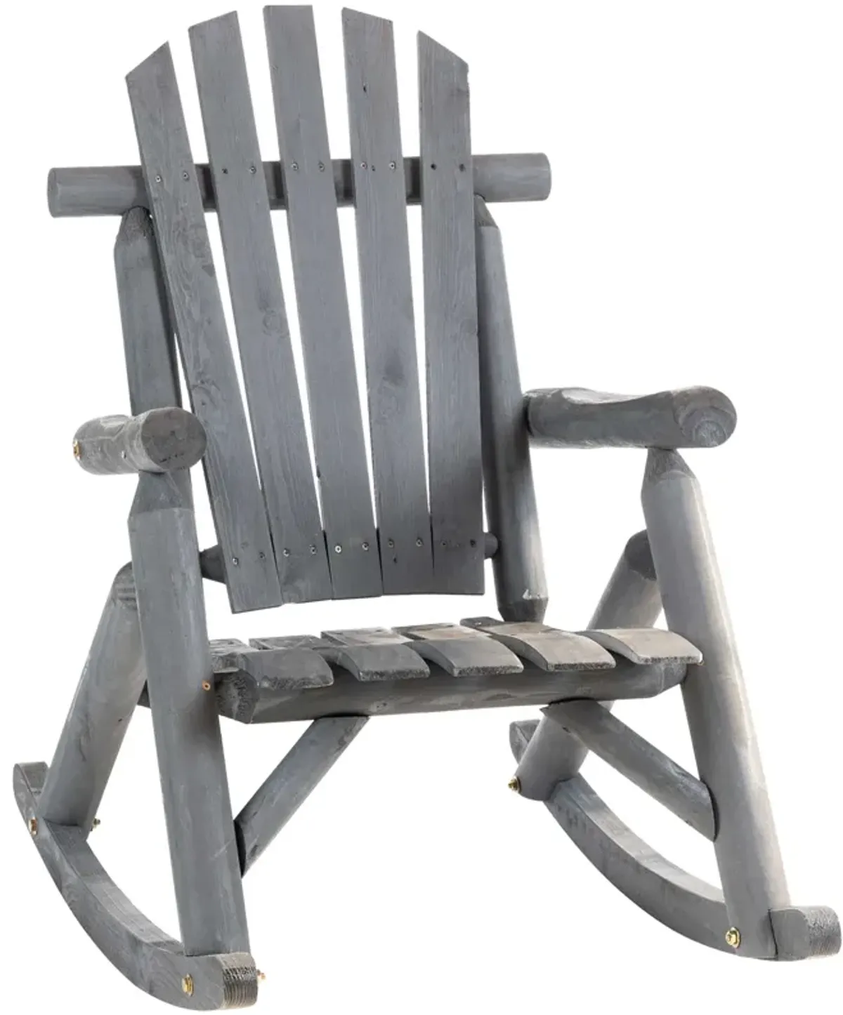 Dark Grey Patio Comfort: Wooden Adirondack Rocking Chair