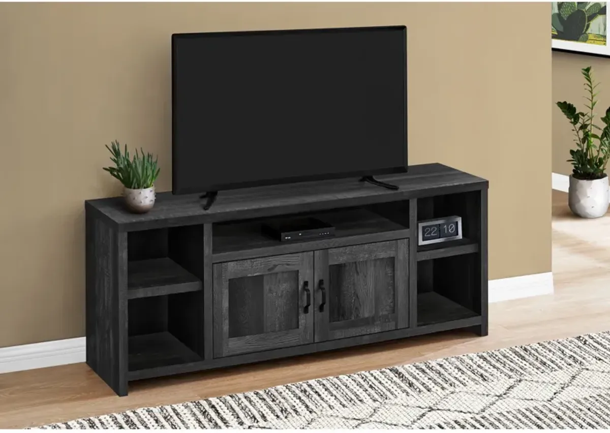 Monarch Specialties I 2743 Tv Stand, 60 Inch, Console, Media Entertainment Center, Storage Cabinet, Living Room, Bedroom, Laminate, Black, Transitional