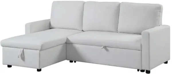 Hiltons Sleeper Sectional Sofa with Storage, White Fabric