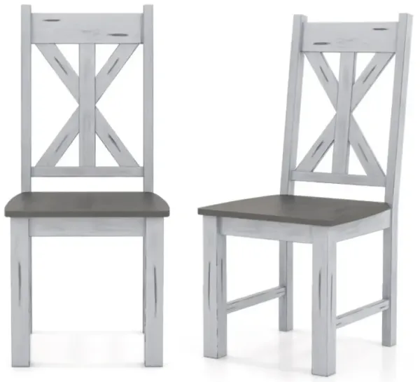 Hivvago Farmhouse Chair Set of 2 with Rubber Wood Frame and Elegant Hollowed Backrest