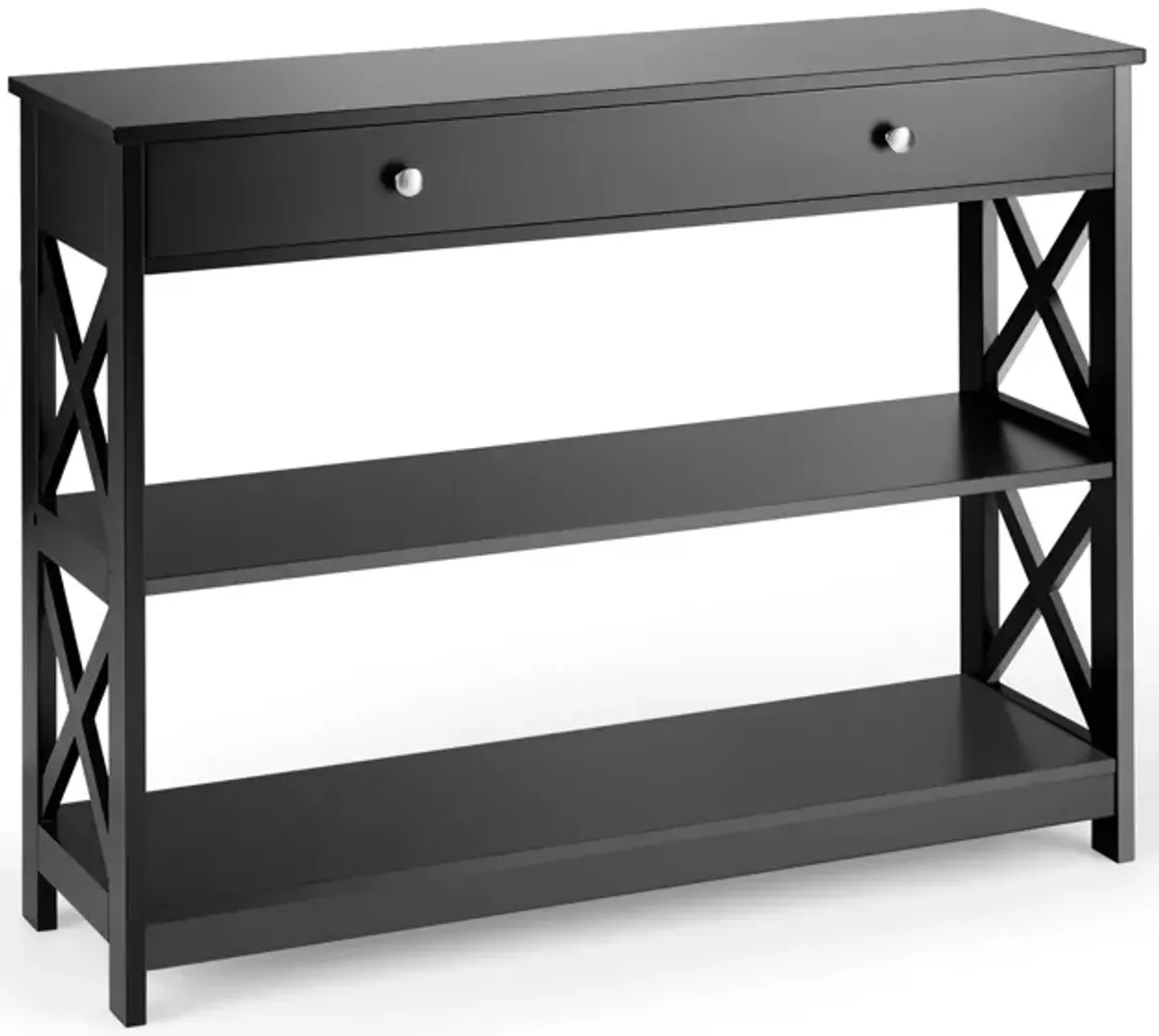 Console Table 3-Tier with Drawer and Storage Shelves