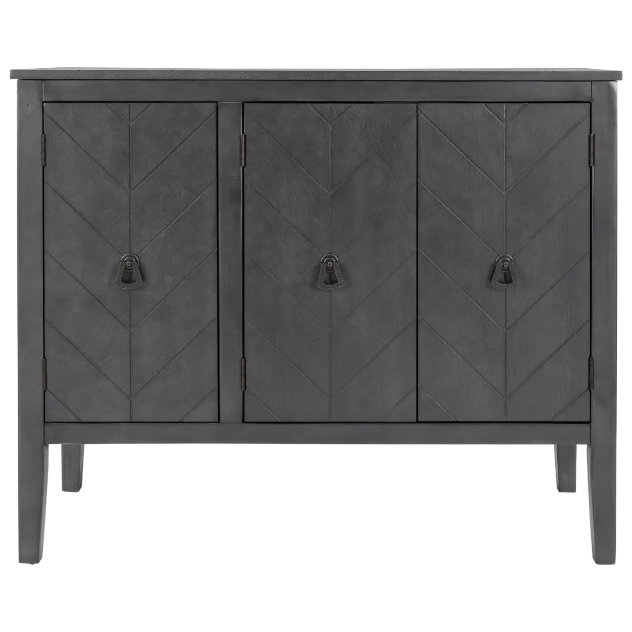 U-style, Accent Storage Cabinet Wooden Cabinet with Adjustable Shelf, Antique Gray, Entryway, Living Room, Bedroom