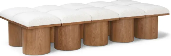 Meridian Furniture Pavilion Cream Boucle Fabric Bench