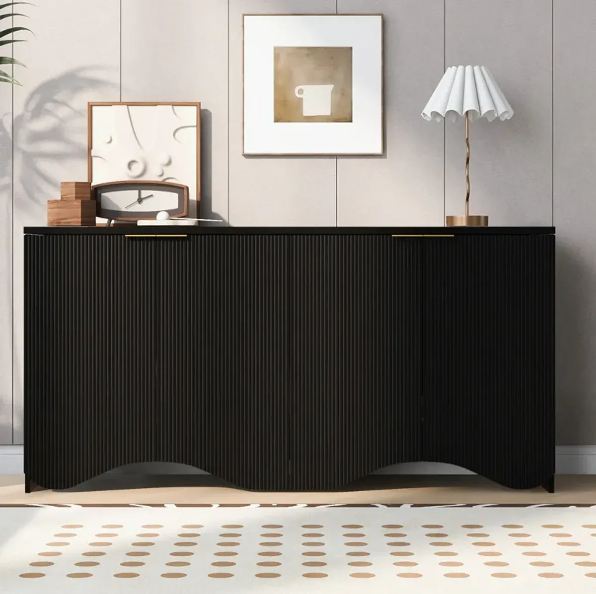 Merax Bottom Wavy Design Storage Cabinet