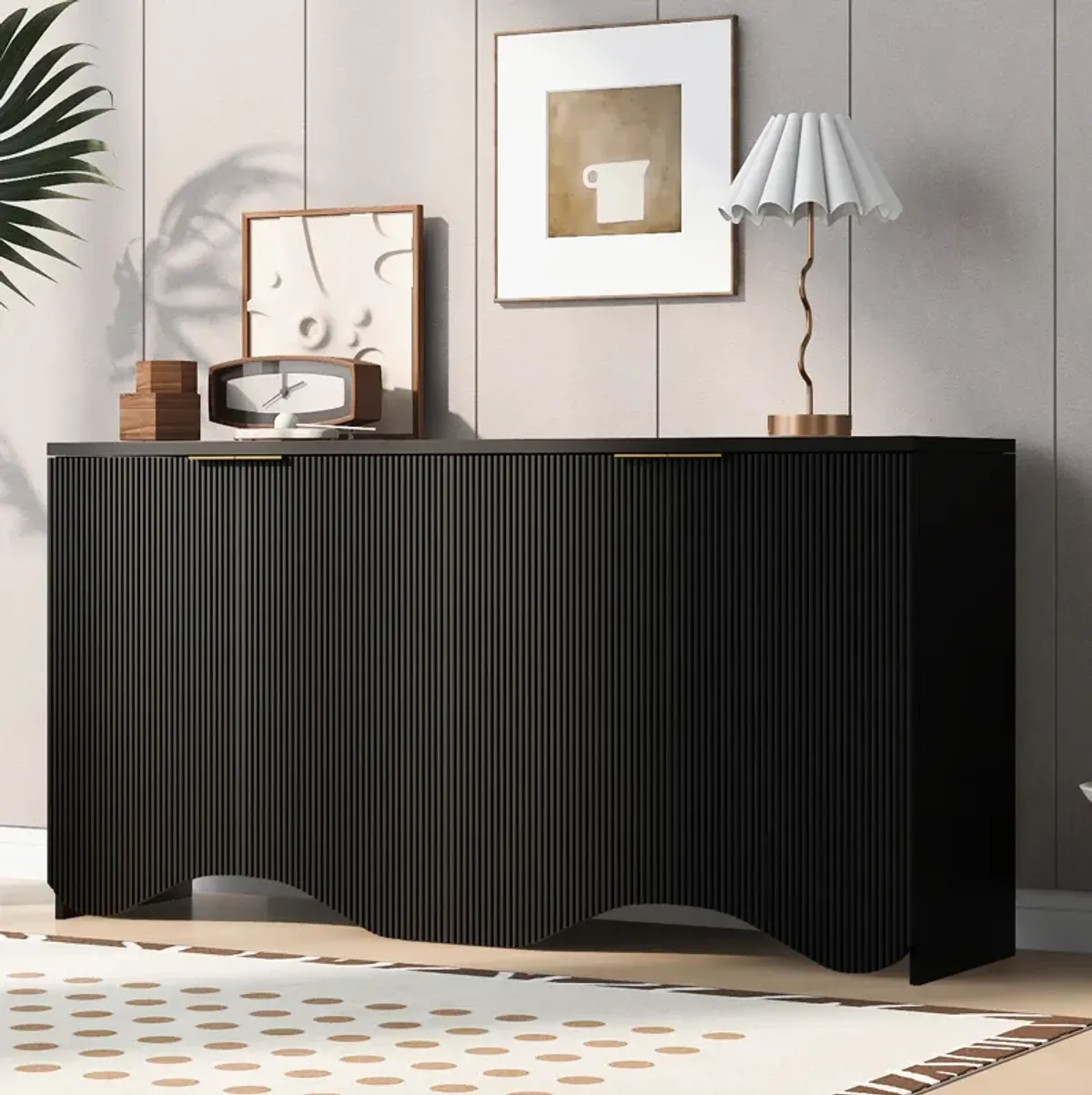 Merax Bottom Wavy Design Storage Cabinet