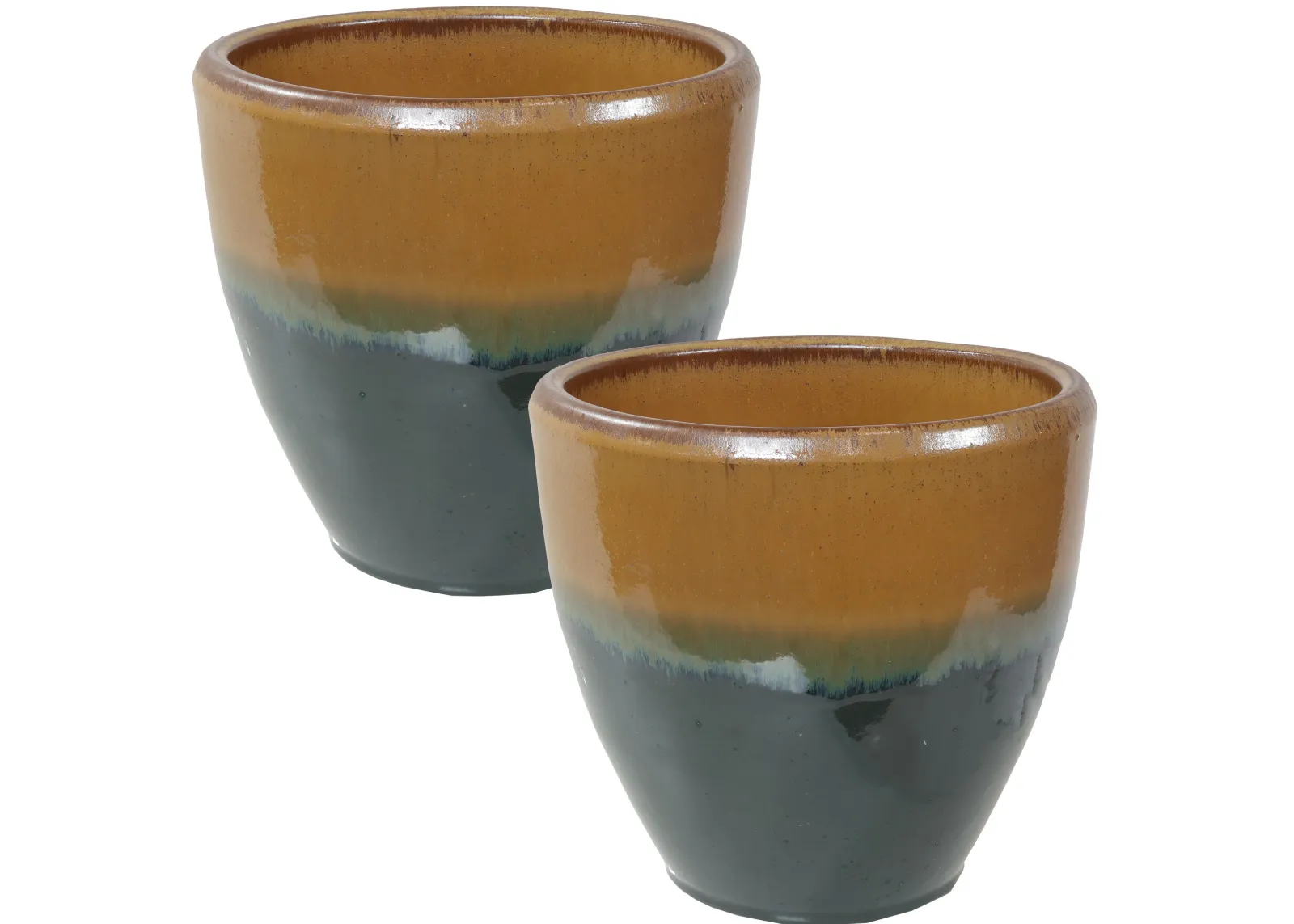 Sunnydaze Set of 2 Resort Glazed Ceramic Planters - 10"