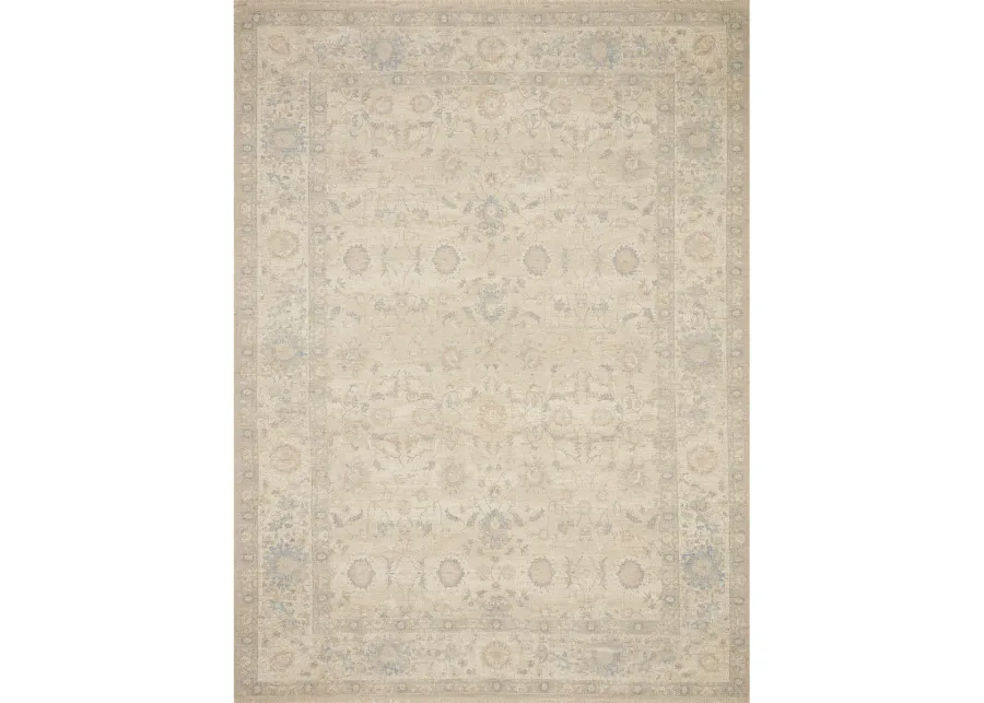 Priya PRY05 Natural/Blue 5' x 7'6" Rug