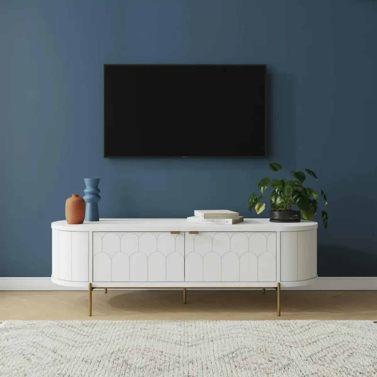 Anastasia Modern Scalloped Oval TV Stand for TVs up to 65"