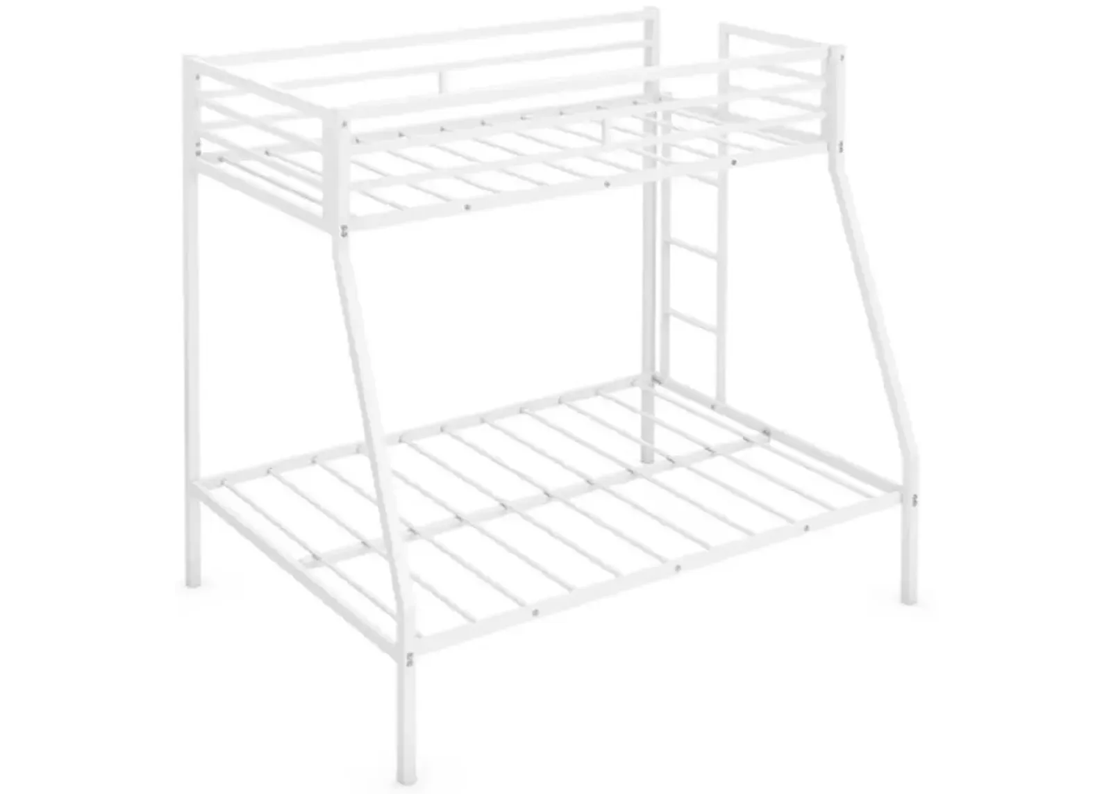 Twin-Over-Full Bunk Bed with Safety Rail and Ladder for Kids-White