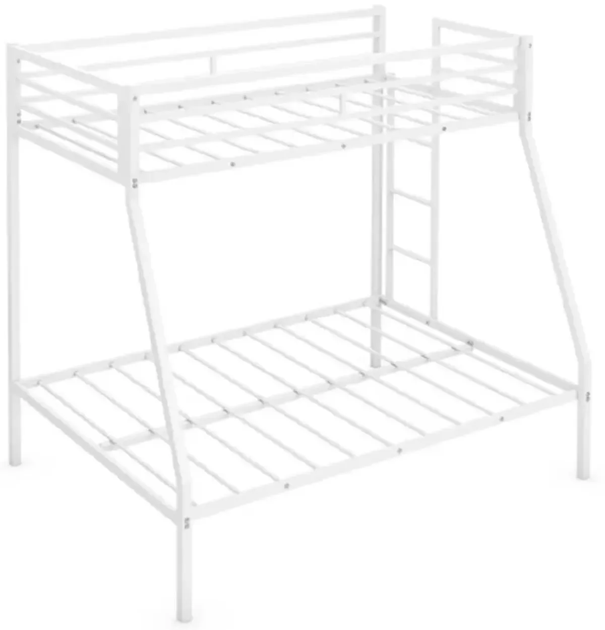 Twin-Over-Full Bunk Bed with Safety Rail and Ladder for Kids-White