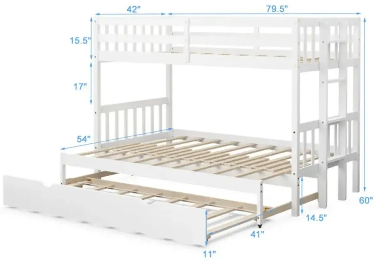 Hivvago Twin Pull-Out Bunk Bed with Trundle Wooden Ladder