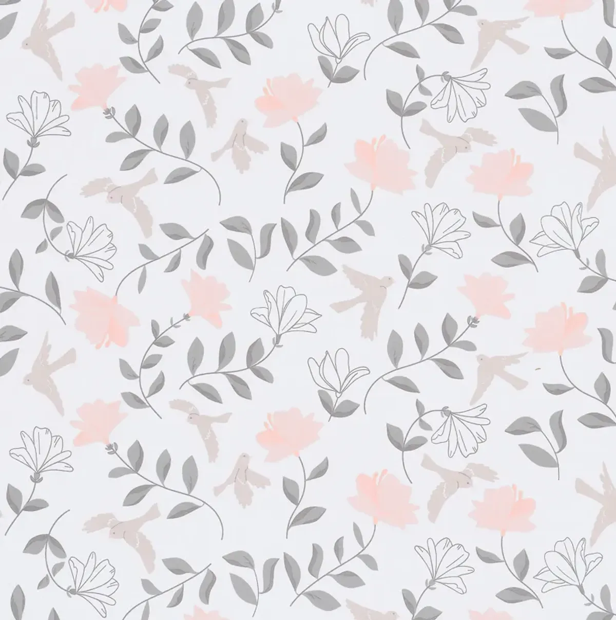 Lambs & Ivy Petals White/Pink/Gray Floral 100% Cotton Fitted Crib/Toddler Sheet