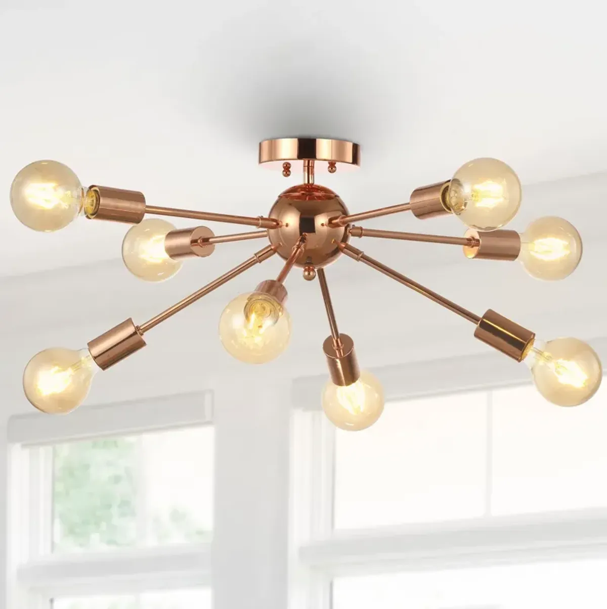 Copper 8-Light Sputnik Metal LED Flush-Mount