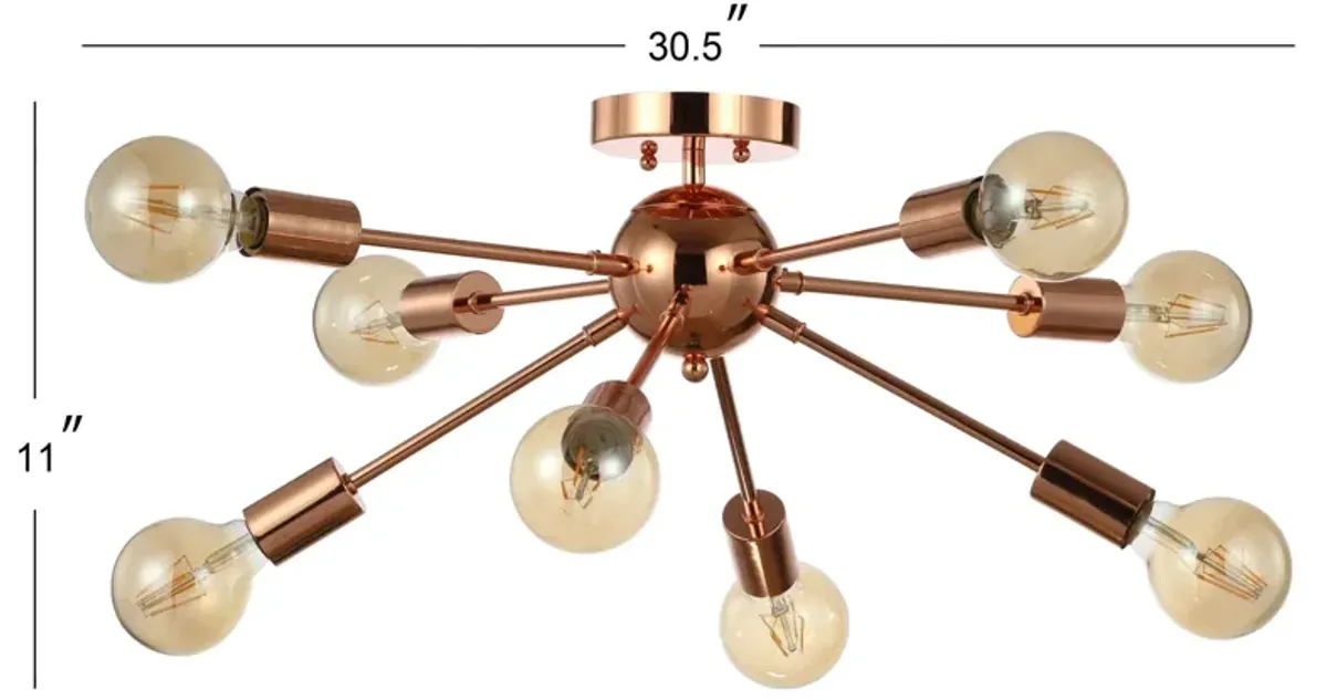 Copper 8-Light Sputnik Metal LED Flush-Mount