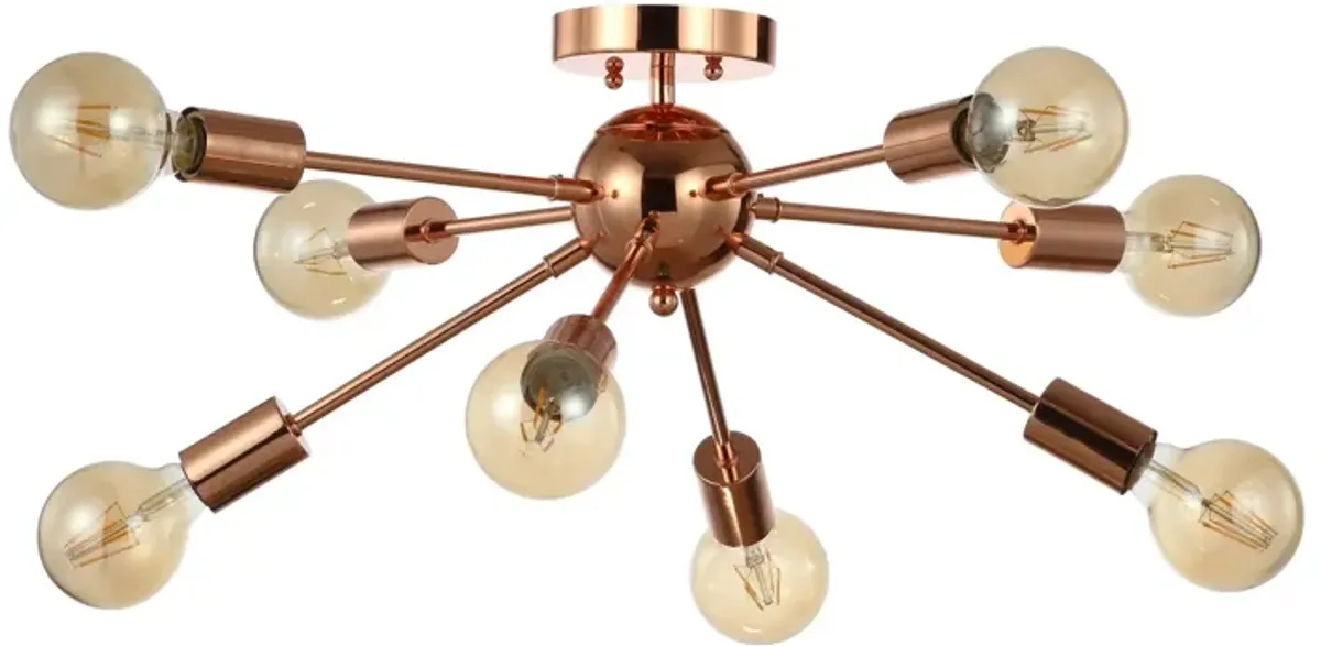 Copper 8-Light Sputnik Metal LED Flush-Mount