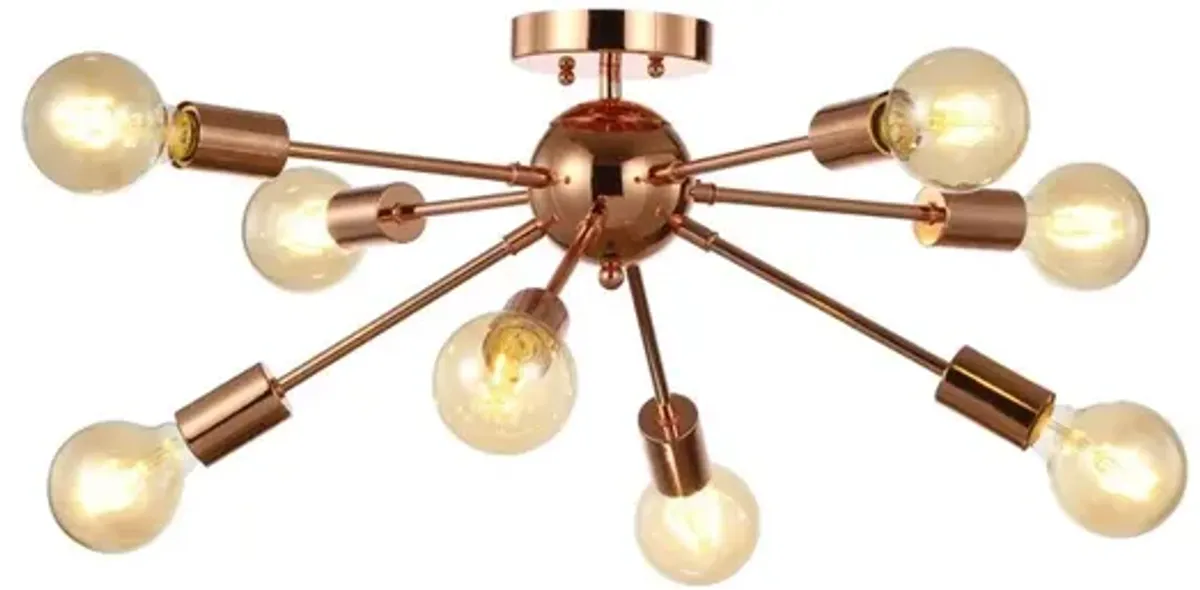 Copper 8-Light Sputnik Metal LED Flush-Mount