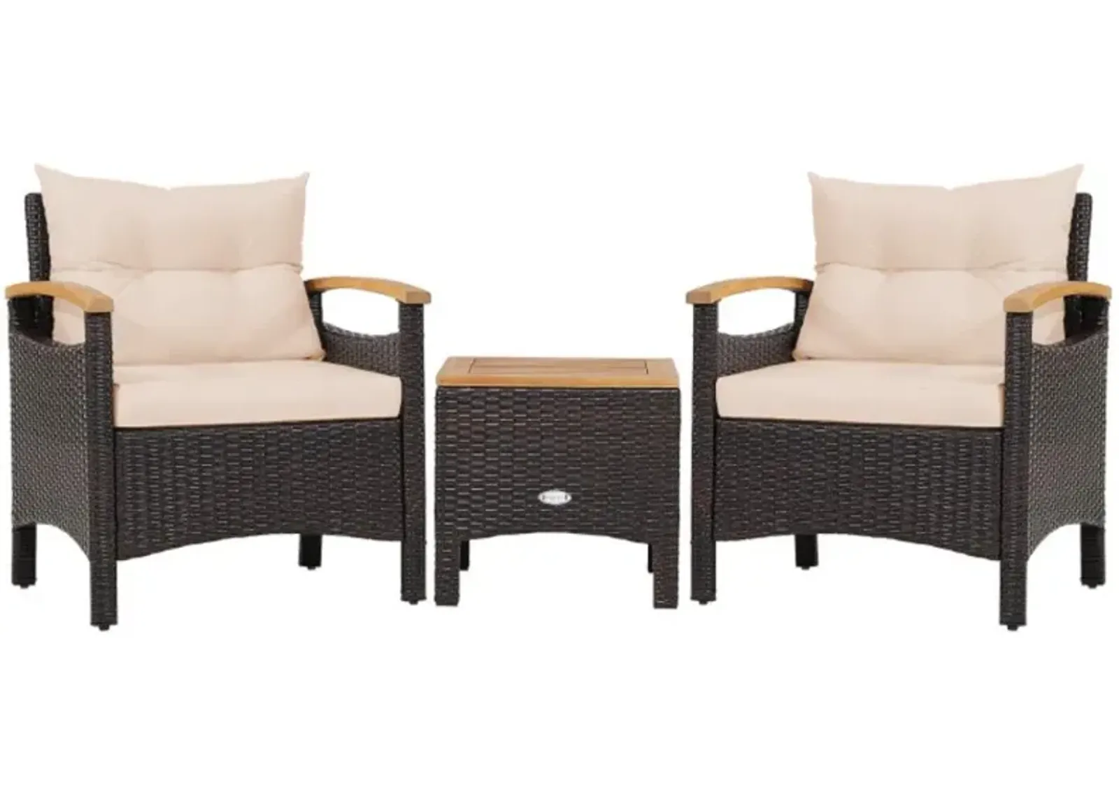 Hivvago 3 Pieces Patio Rattan Furniture Set with Removable Cushions