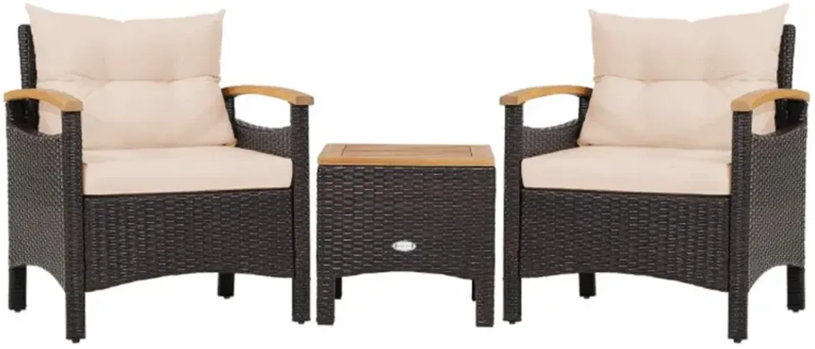 Hivvago 3 Pieces Patio Rattan Furniture Set with Removable Cushions