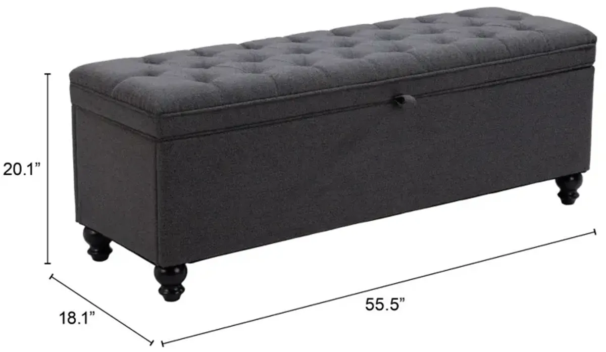 Halifax Storage Bench Gravel Gray