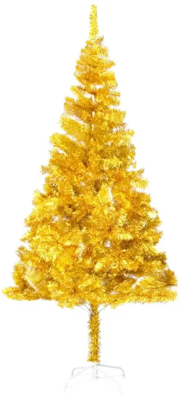 vidaXL Artificial Christmas Tree with LEDs&Stand Gold 70.9" PET