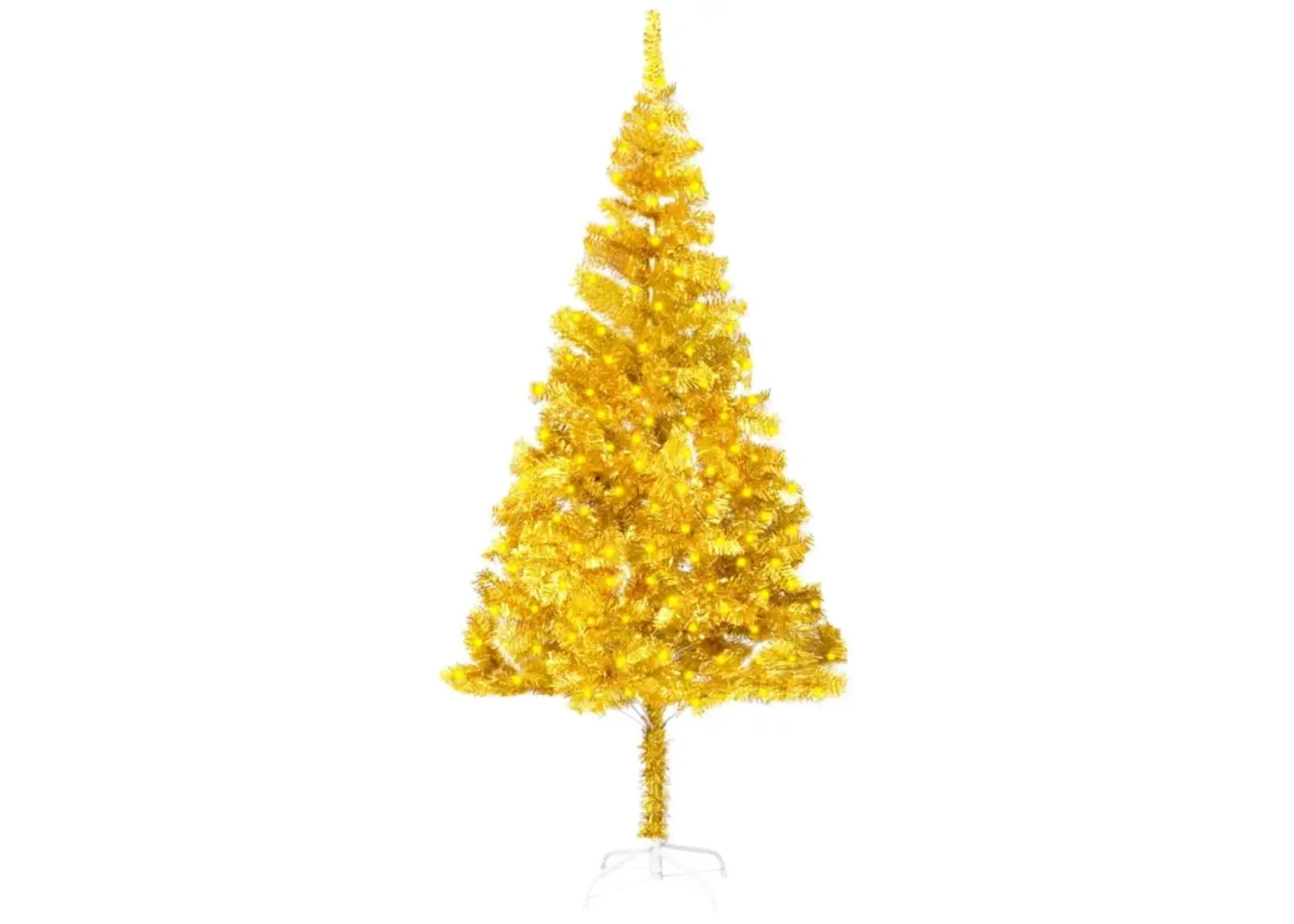 vidaXL Artificial Christmas Tree with LEDs&Stand Gold 70.9" PET