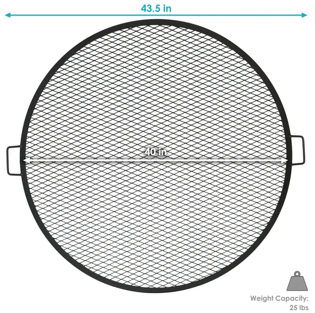 Sunnydaze Round Steel X-Mark Fire Pit Cooking Grill with Handles