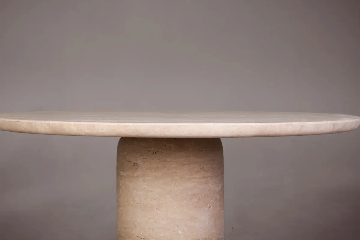 Round Travertine Dining Table 40"