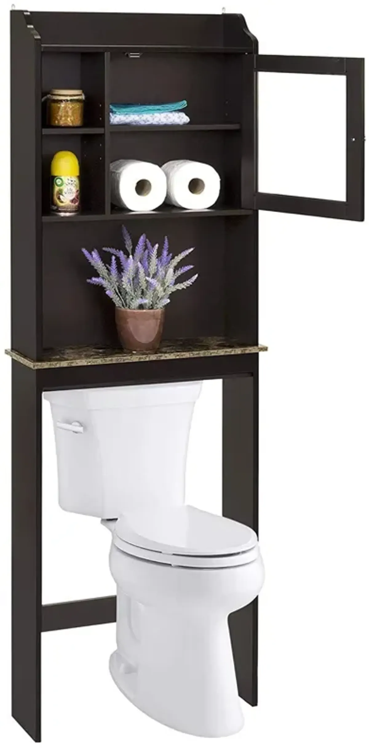 Hivvago Modern Over The Toilet Space Saver Wood Storage Cabinet Organizer