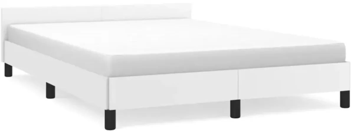 vidaXL White Queen Bed Frame with Headboard - Faux Leather Finish - Engineered Wood Construction - Suitable for 59.8"x79.9" Mattress - Modern Design